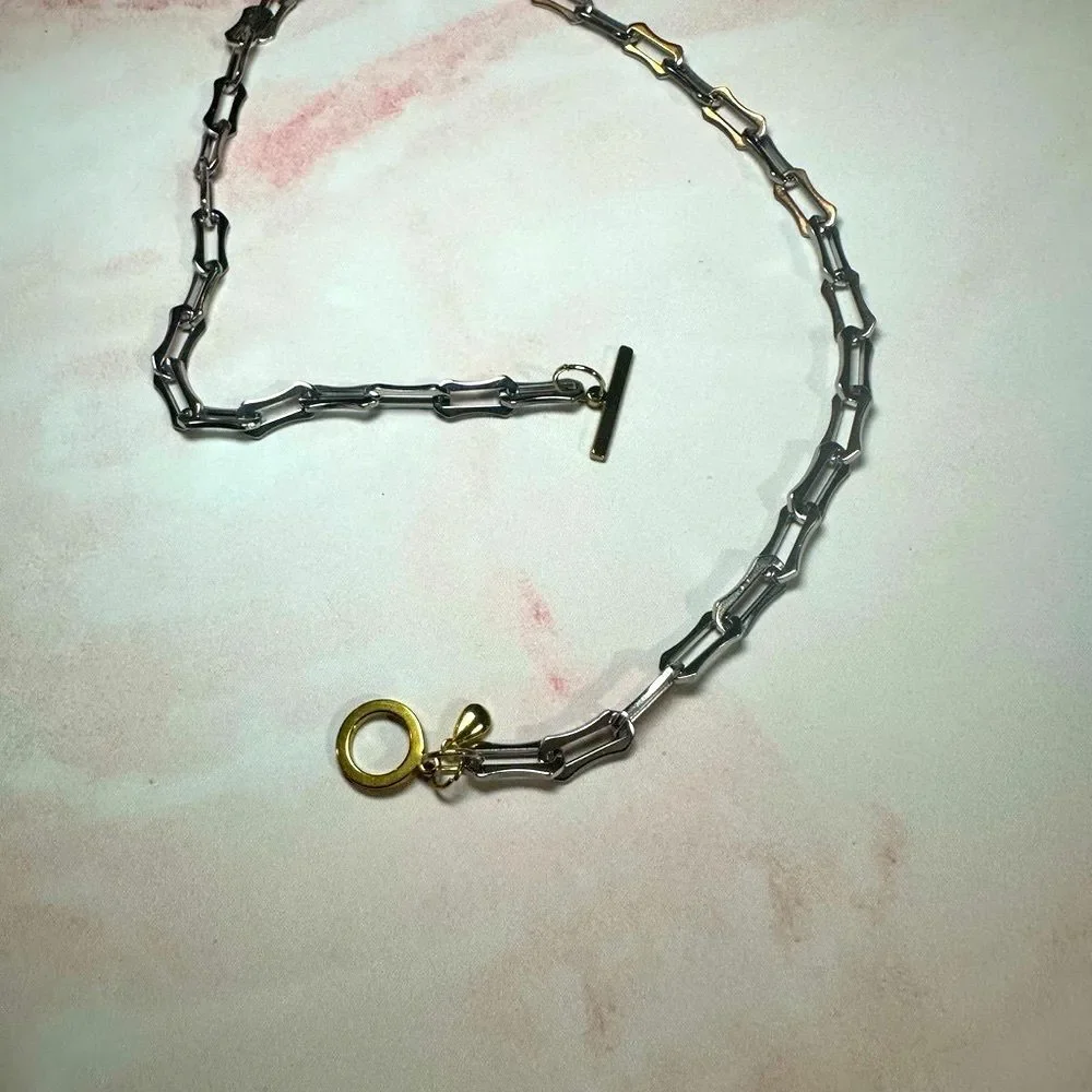 Silver and Gold “Gothica” Toggle Clasp Necklace